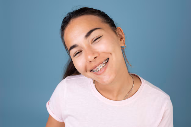 smiley patient with adult braces